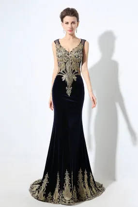 Black Mermaid Formal Prom Dresses Long Evening Party Dress, BS03