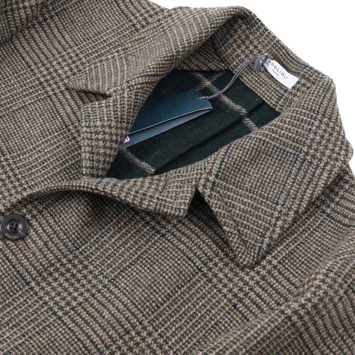 Boglioli Plaid Brushed Wool Overcoat