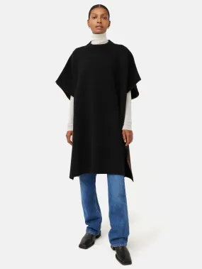 Double Faced Long Poncho | Black