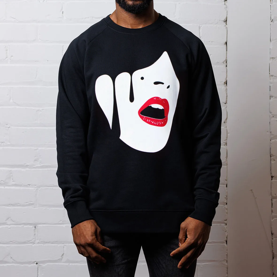 Droplet Face - Sweatshirt - Black