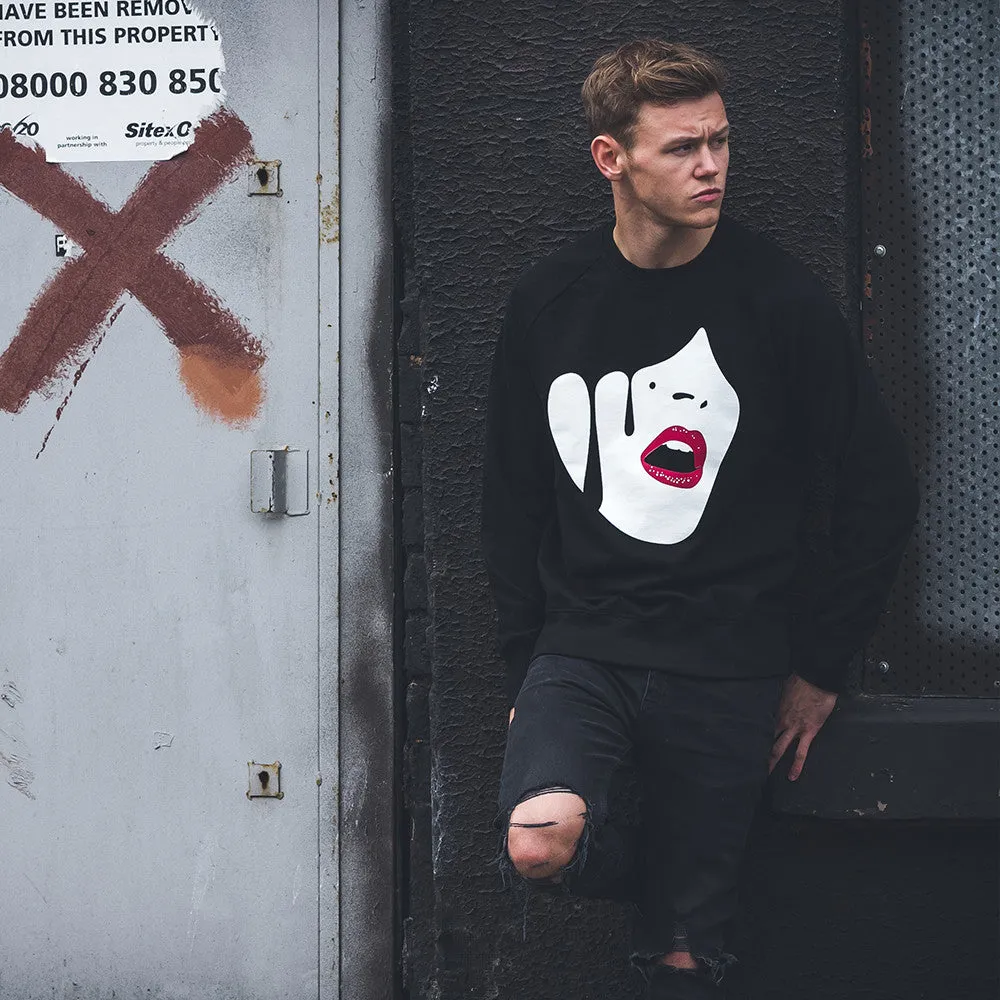 Droplet Face - Sweatshirt - Black