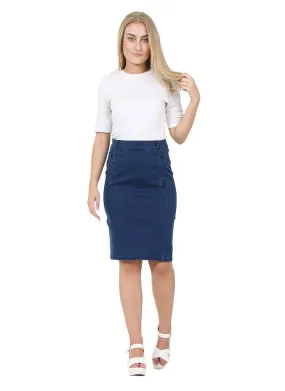 Knee Length Darkwash Denim Pencil Skirt - Size 8