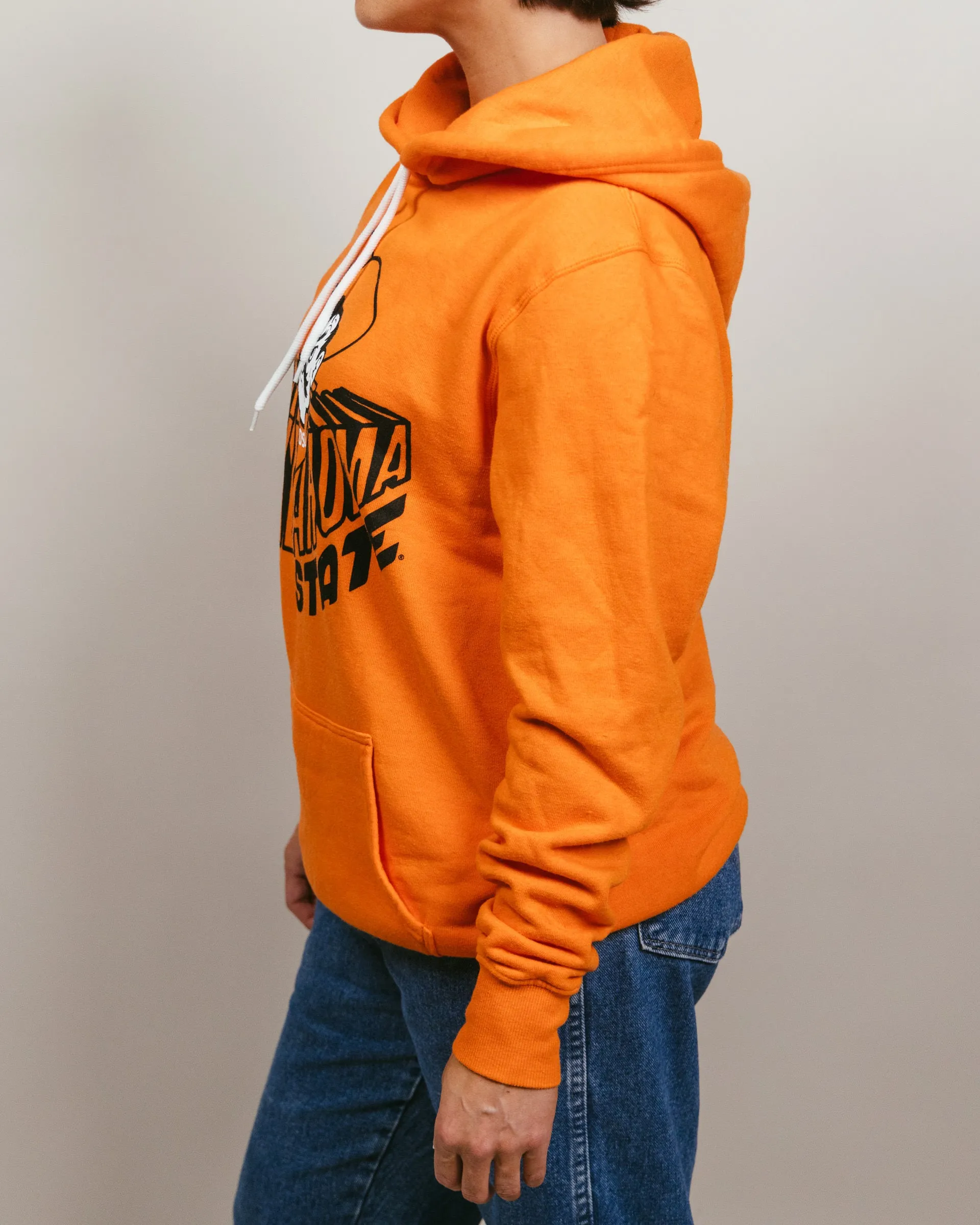 Vibrant Orange Hoodie with Oklahoma State Cowboys Banner Block Design