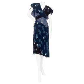 Paula’s Ibiza Blue Viscose Crocus Print Midi Dress