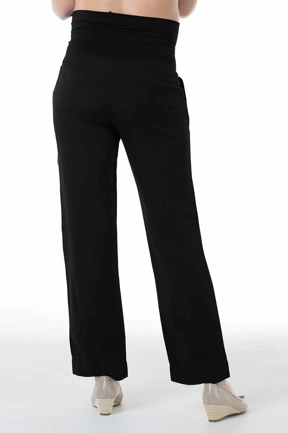 Rita Rayon Linen Maternity Pants Black