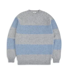 Trunk Carter Wide Stripe Crew Neck Sweater: Light Grey