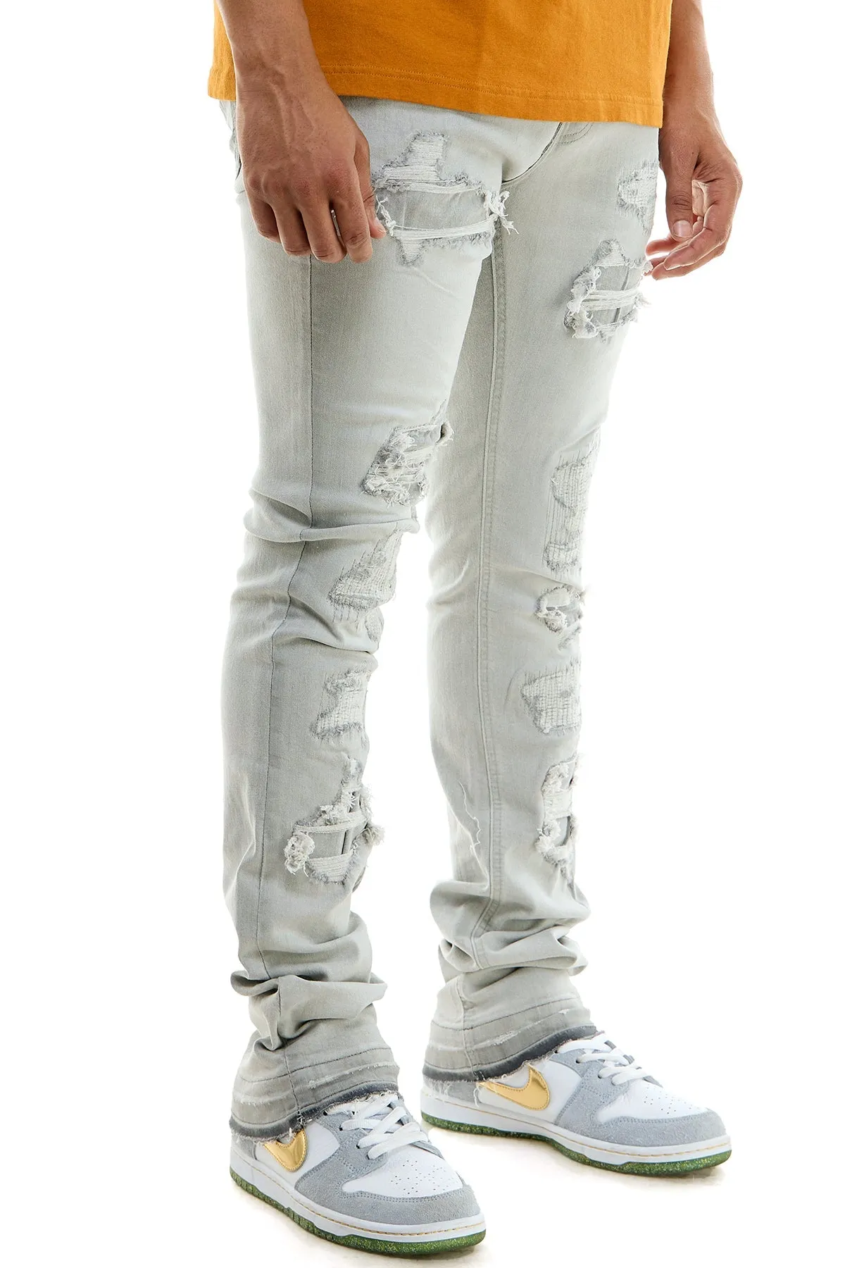 White  Skinny Men's Stacked Jeans