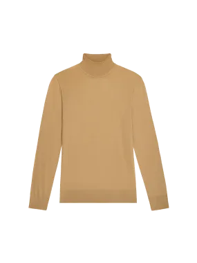 Women’s Regenerative Merino Wool Turtleneck Sweater—camel